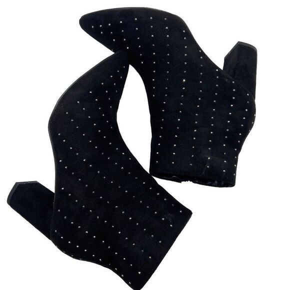 H Halston Women's Tokyo Bedazzled Ankle Booties Black Size 8.5 - Picture 5 of 9